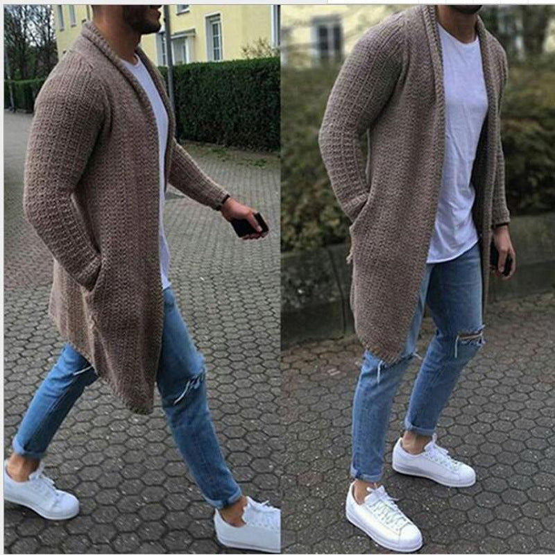 Plus Size Solid Color Sweater Cardigan For Men