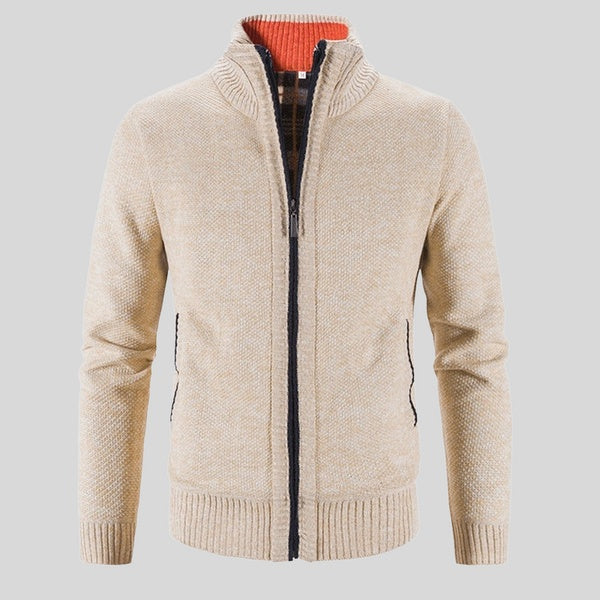 Solid Color Stand Collar Jacket Cardigan For Men