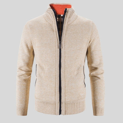 Solid Color Stand Collar Jacket Cardigan For Men