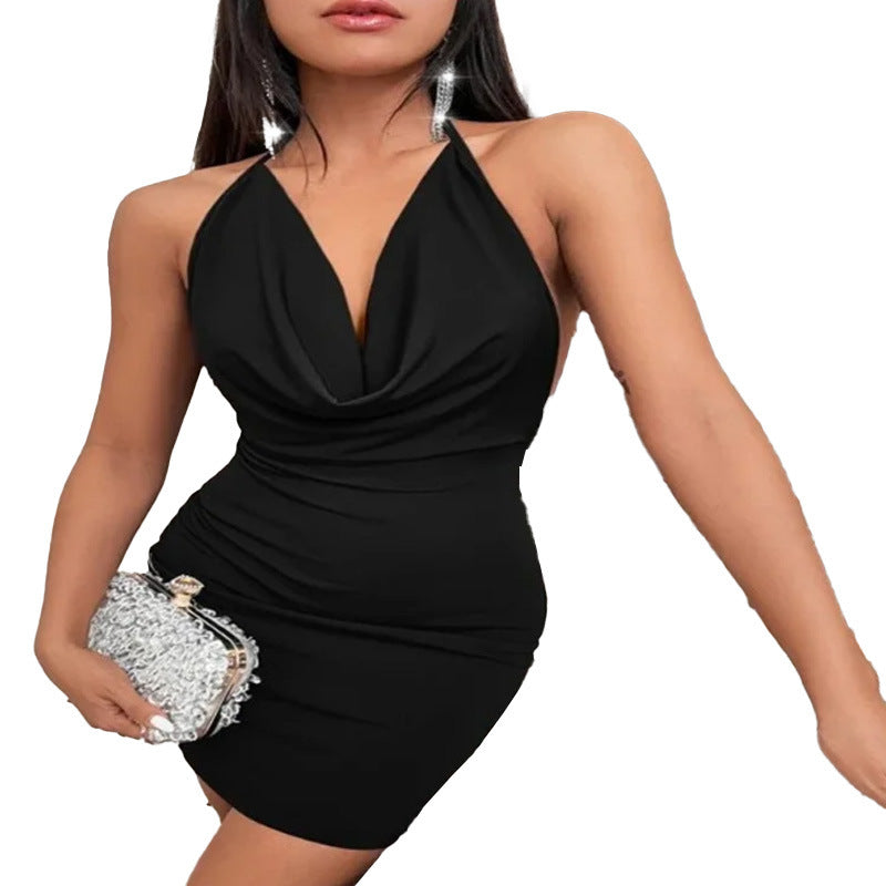 Ladies Backless Halter Dress