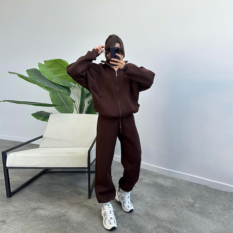 2 Pcs Sports Suits with  Drawstring Trousers