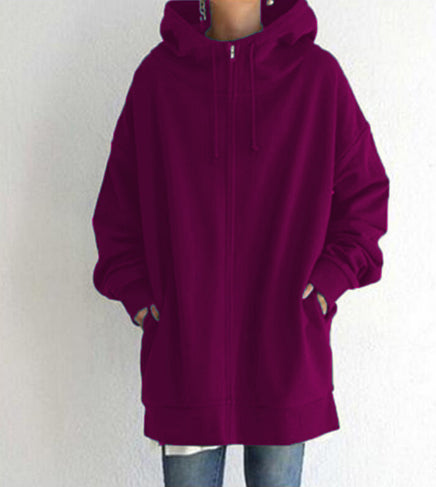 Oversized Long Sleeve Zipper Hoodie For Women