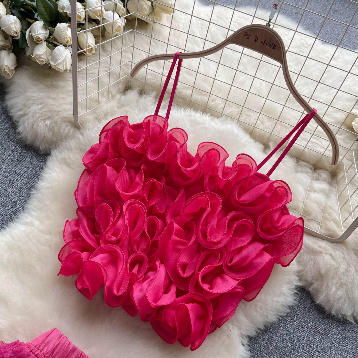 3-dimensional  Mesh Camisole Two-pcs Set