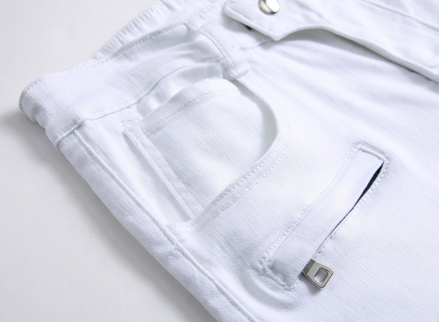 Men's White Slim Fit Denim Shorts