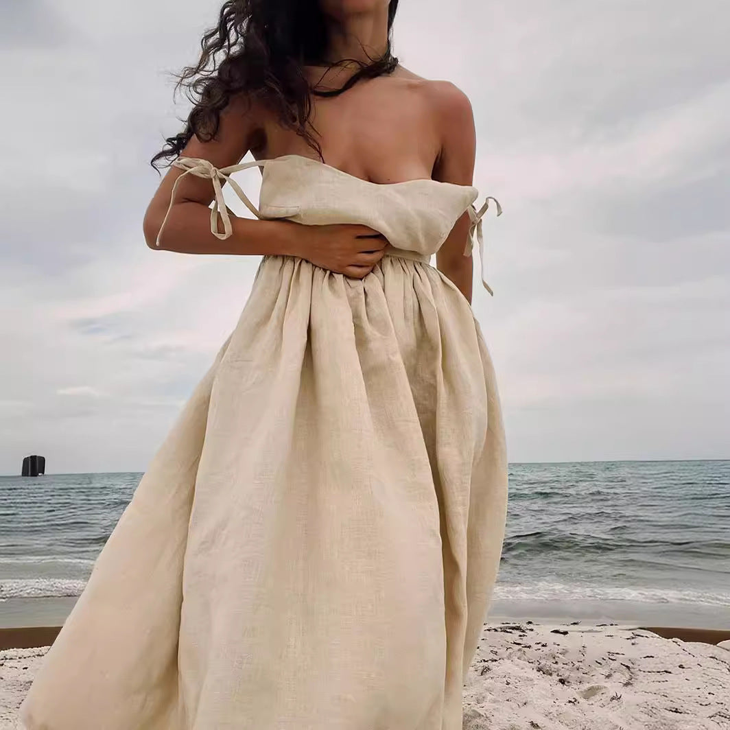 Cotton Backless Spaghetti Strap Dress