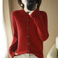 Backed Round Neck Knitted Cardigan For Women