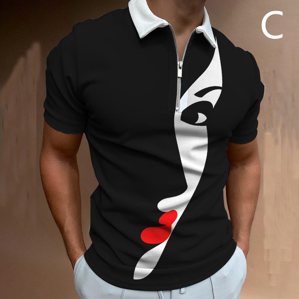 Men's Face Art Printed Short Sleeve T-shirts
