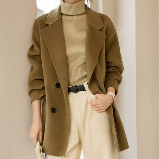 Ladies Wool Coat w/Removable Knitted Hat