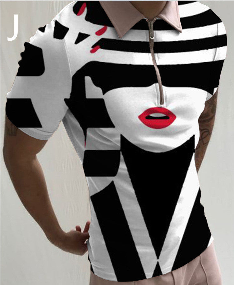 Men's Face Art Printed Short Sleeve T-shirts