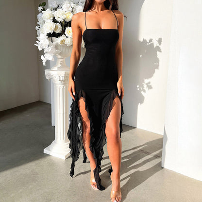 Thigh High Split Ruffle Dress
