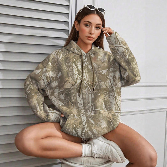 Long Sleeve Jungle Maple Leaf Design Hoodie For Women