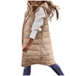 Solid Color Sleeveless Down Long Winter Jacket