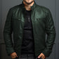 Stand Collar Motorcycle Leather Jacket For Men