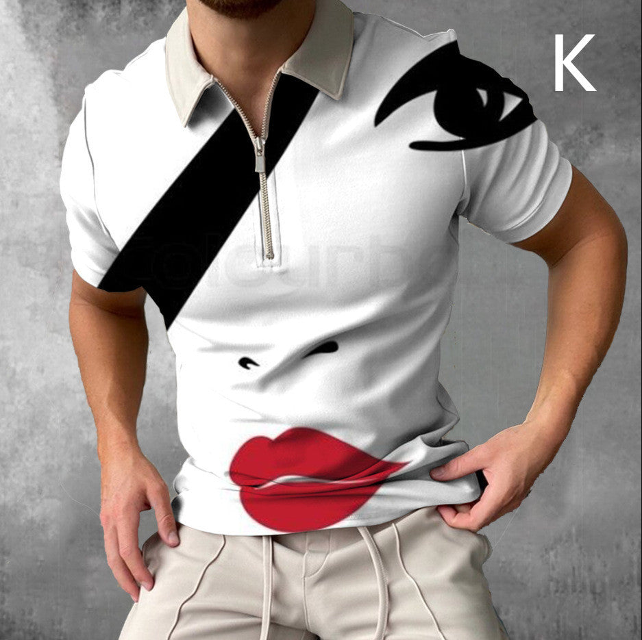 Men's Face Art Printed Short Sleeve T-shirts