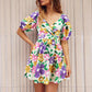 Printed V-Neck  Beach  Dress