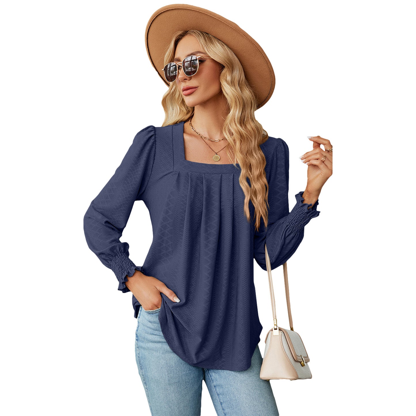 Jacquard Pleated Tops