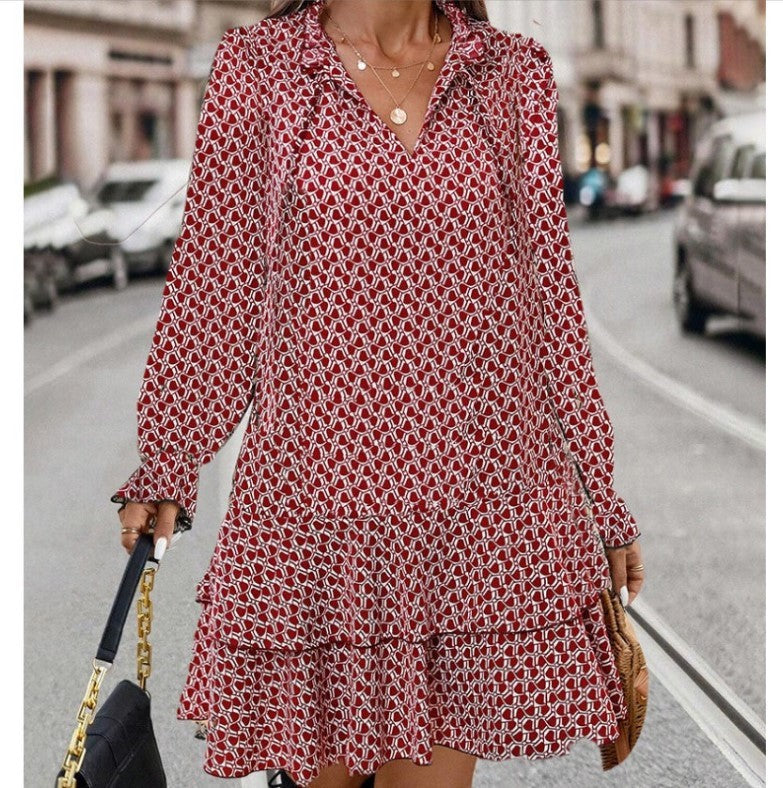 Ladies Bohemian V-Neck Dress