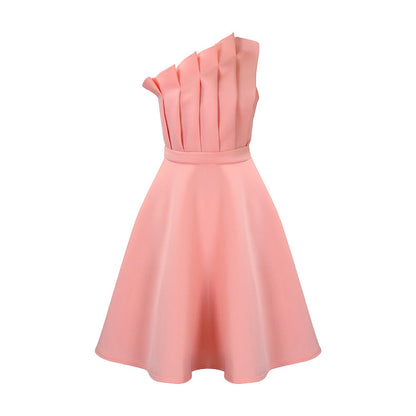 Women's One-shoulder Ruffles Dress