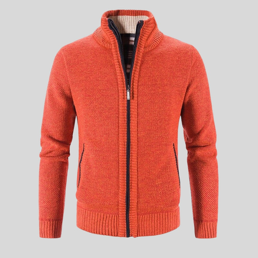 Solid Color Stand Collar Jacket Cardigan For Men