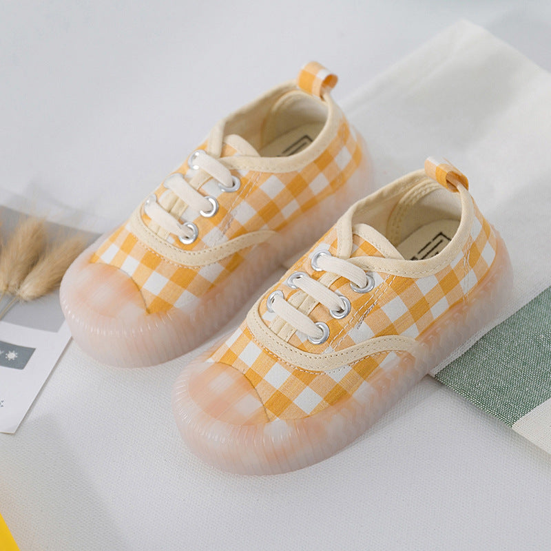 Toddler's Plaid Canvas Slip-On Sneakers