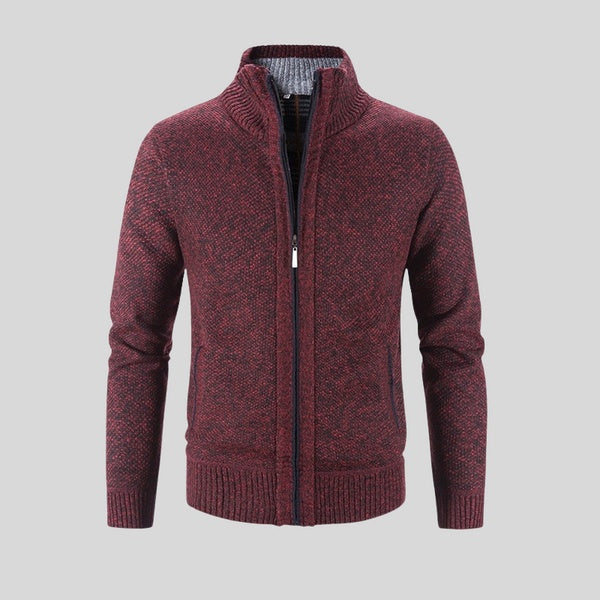 Solid Color Stand Collar Jacket Cardigan For Men
