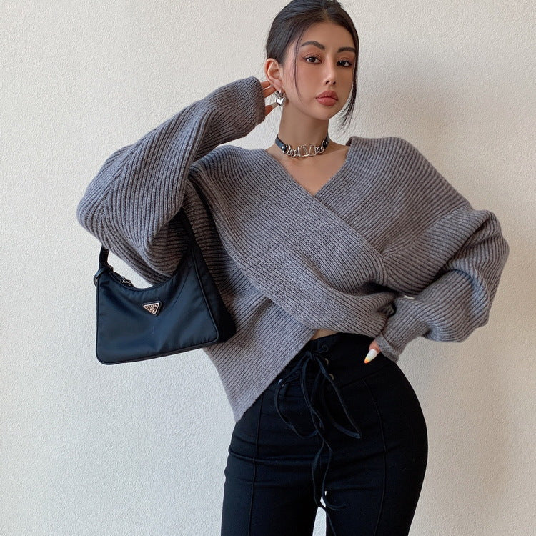 Women's Off-shoulder Cross Sweater