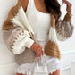 Contrast Color Patchwork Knitted Cardigan For Women
