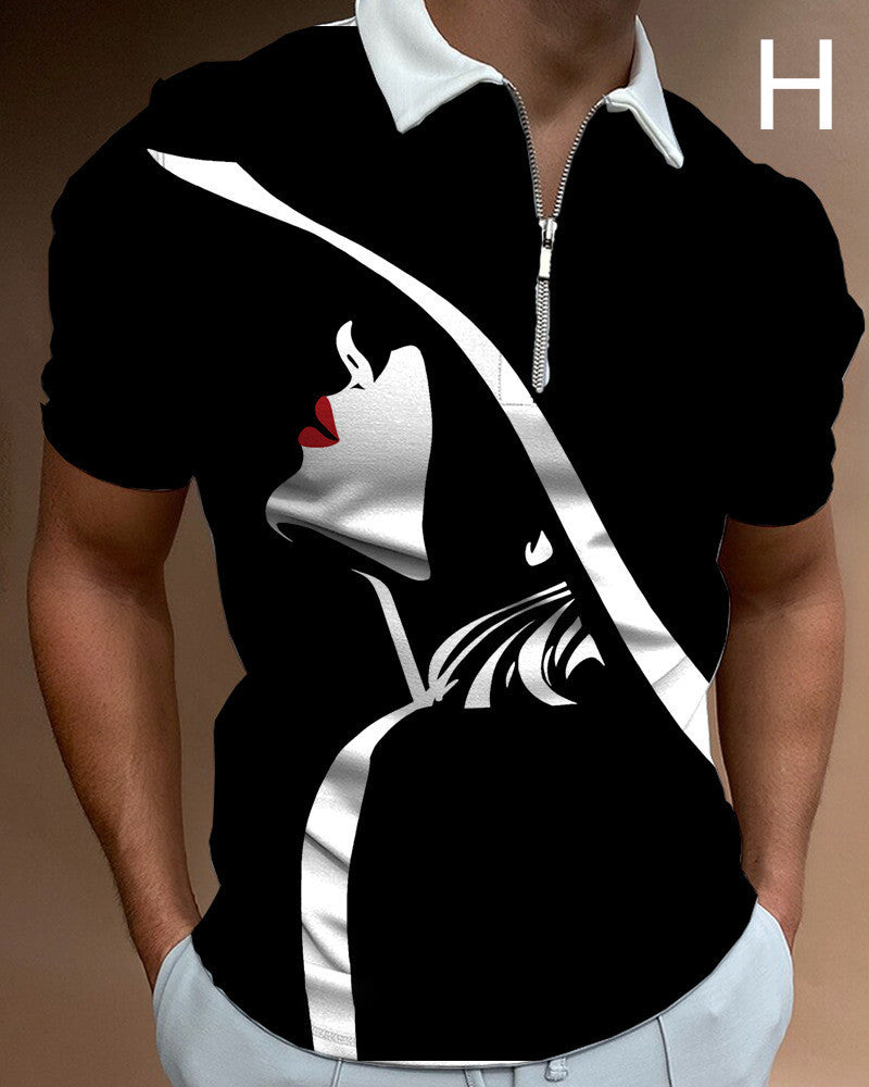 Men's Face Art Printed Short Sleeve T-shirts