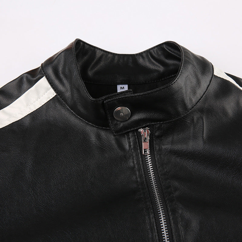 Locomotive Style Leather Jacket