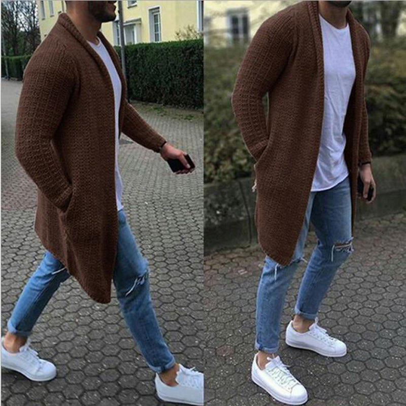 Plus Size Solid Color Sweater Cardigan For Men