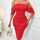 Women's Fitted Off-the-shoulder Pleated Dress