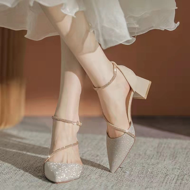 Women's Pointed Toe Rhinestone Heels
