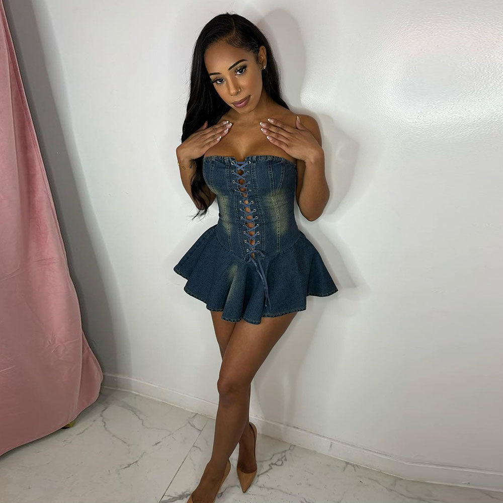 Women's Corset Denim Dress