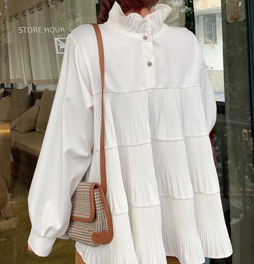Ruffled High Collar Blouse