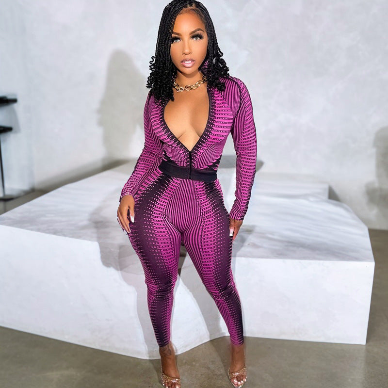 Striped High Waist Jumpsuit