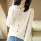Backed Round Neck Knitted Cardigan For Women
