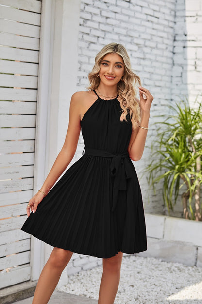 Ladies Pleated Halter Dress