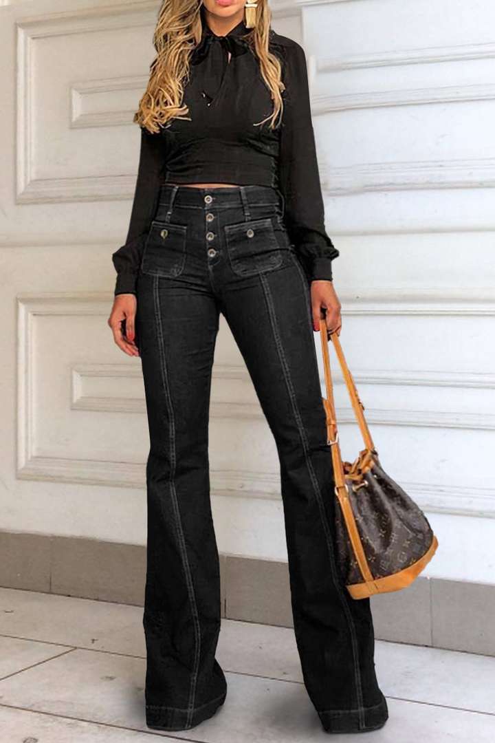 Ladies Bell Bottom Stretch Jeans