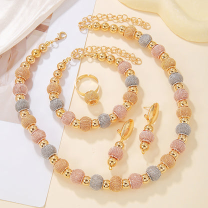 5Pcs Metallic Beaded Necklaces Set