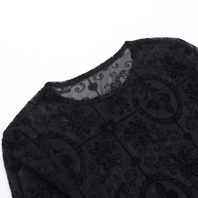 Elegant Fitted Tulip Flocking Blouse