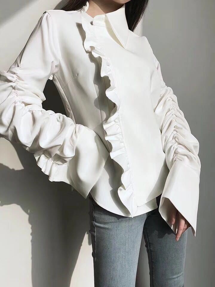 Women's Asymmetrical Pleated Shirt