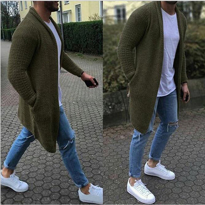 Plus Size Solid Color Sweater Cardigan For Men