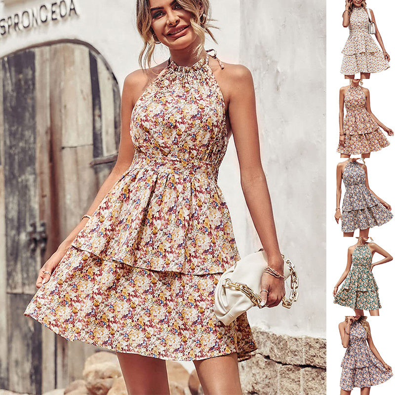 Printed Boho Halter Dress