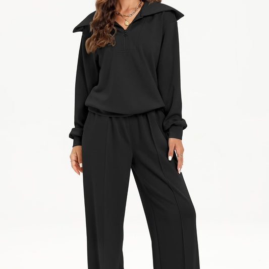 Women's Wide Leg Trousers Two-piece Set