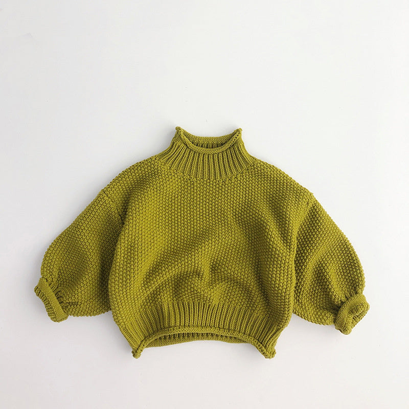 Kids'  Retro Knitted Turtleneck Sweater