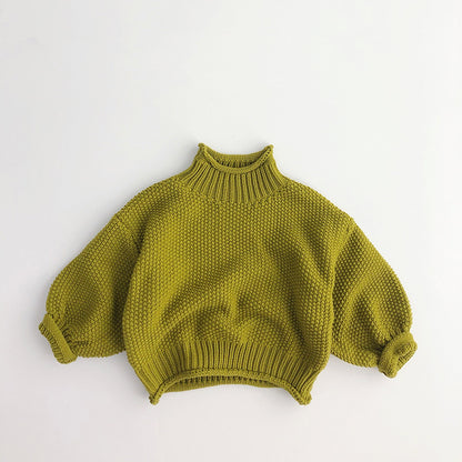 Kids'  Retro Knitted Turtleneck Sweater