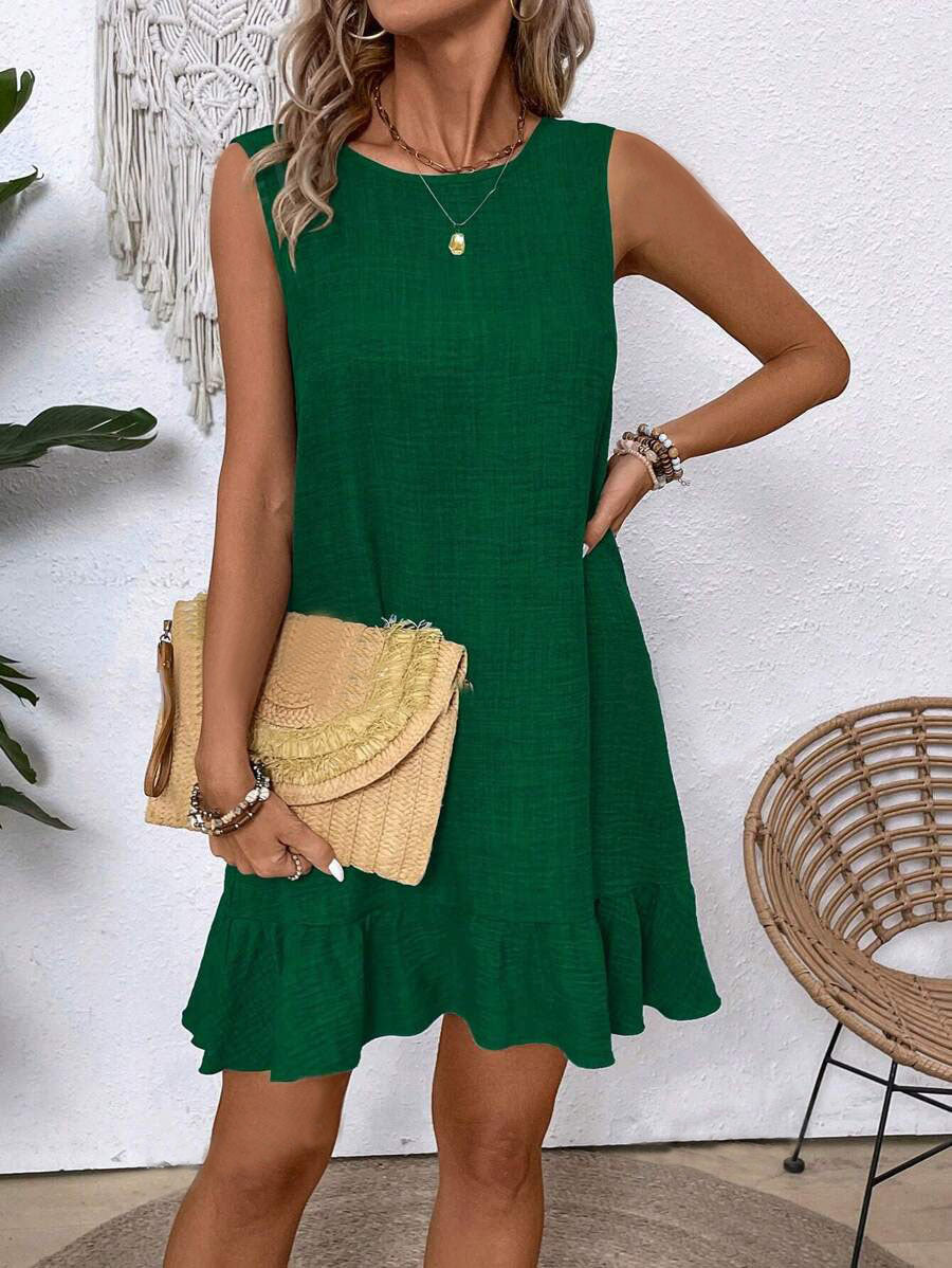 Summer Ruffle Dress Fashion Loose Sleeveless Straight Beach Dresses For Women