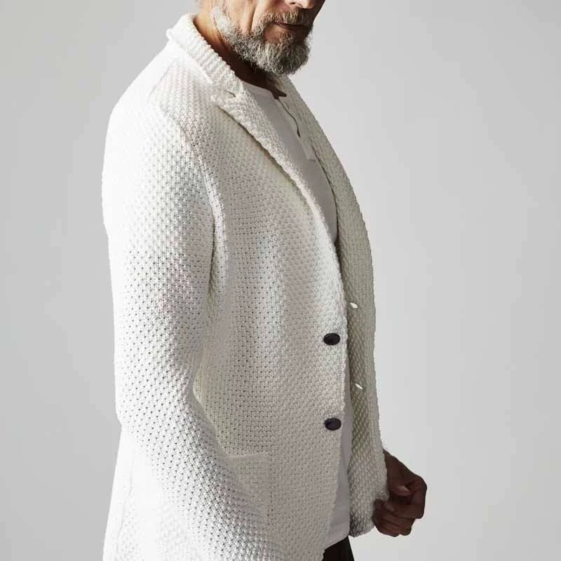 Lapels Suit Casual Knitted Jacket Cardigan For Men