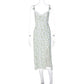 Lace Floral Mid Calf Dress