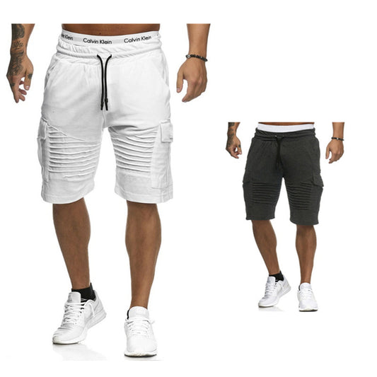 Men's Pleated Drawstrings Shorts